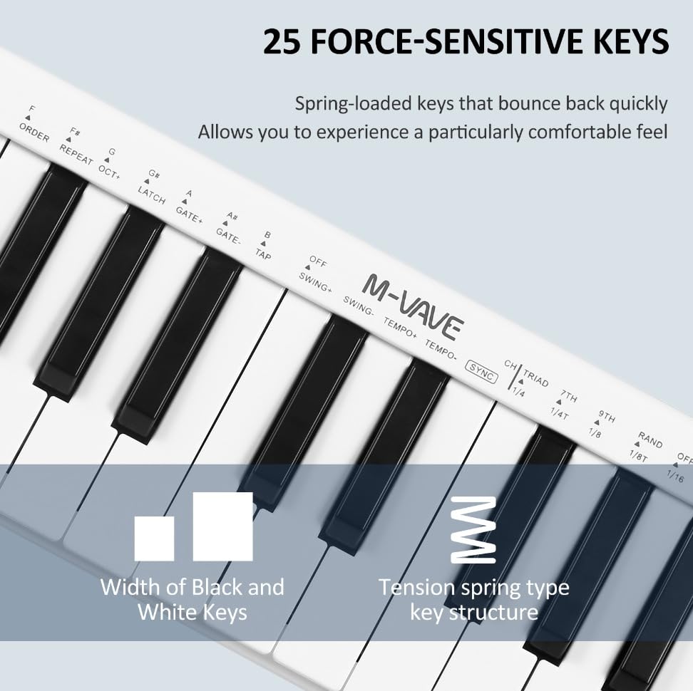 MIDI SMK-25 Mini Keyboard with 25 Velocity Sensitive Keys and 1